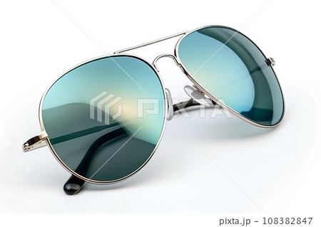 Stylish aviator green sunglasses. Shades summer. Generate Ai 108382847