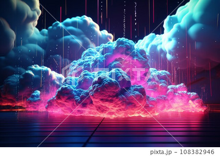 Abstract cloud neon. Art dark air. Generate Ai 108382946