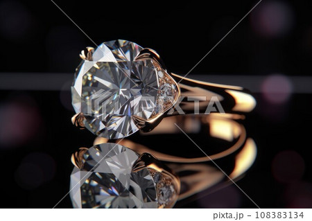 Diamond ring closeup metal. Detail dark. Generate Ai Diamond ring closeup metal. Detail dark. Generate Ai 108383134