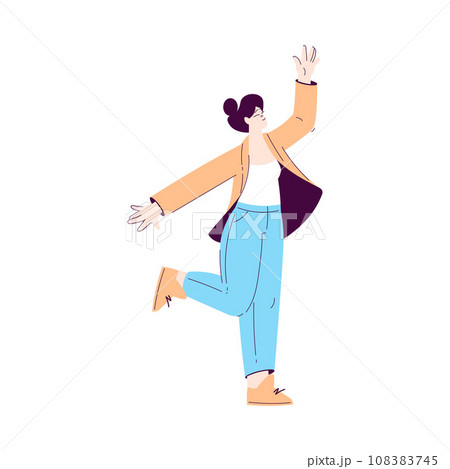 Happy Woman Character Office Worker Rejoicing and Cheering Vector Illustration 108383745