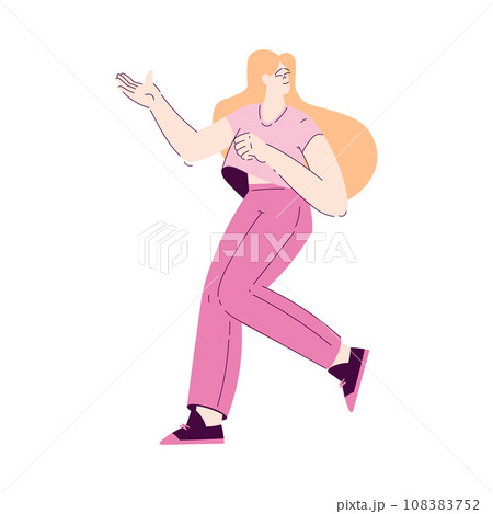 Happy Woman Character Rejoicing and Cheering Vector Illustration 108383752