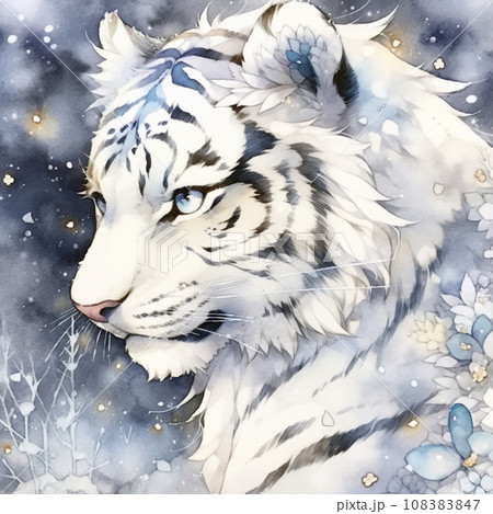 AI生成画像】ホワイトタイガーのイラスト素材 [108383847] - PIXTA