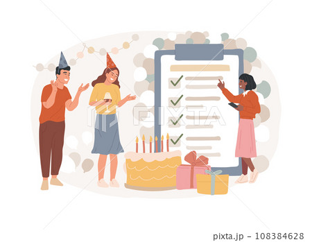 Event management isolated concept vector illustration. Corporate party planning service, event management software, meeting organizer, production company, venue design, schedule vector concept. Event management isolated concept vector illustration. Corporate party planning service, event management software, meeting organizer, production company, venue design, schedule vector concept. 108384628