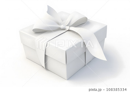 Gift box with ribbon and bow. Birthday celebration concept. Neural network AI generated art Gift box with ribbon and bow. Birthday celebration concept. Neural network AI generated art 108385334