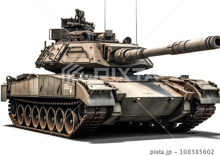 Military old tank on a white background. Neural network AI generated art 108385602