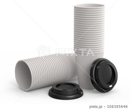 Set of paper coffee cups for cappuccino, americano, espresso, mocha, latte Set of paper coffee cups for cappuccino, americano, espresso, mocha, latte 108385646