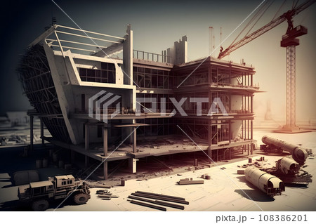 architects model house with plan and blueprints. Neural network AI generated art architects model house with plan and blueprints. Neural network AI generated art 108386201