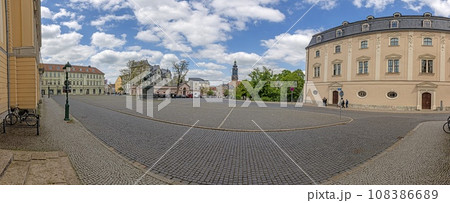 Panoramic view of Democracy Square in Weimar during the day Panoramic view of Democracy Square in Weimar during the day 108386689