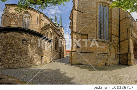 View of the famous cathedral in the Thuringian city of Erfurt during the day View of the famous cathedral in the Thuringian city of Erfurt during the day 108386717