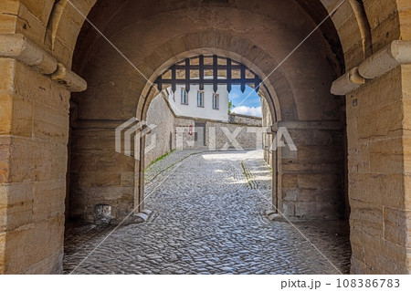 View through a historical archway of a Middle Ages castle View through a historical archway of a Middle Ages castle 108386783