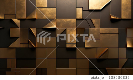 Bronze patinated geometric tiles 108386833