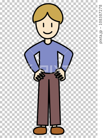 一個男人雙手叉腰大笑的插圖 一個男人雙手叉腰大笑的插圖 108387278