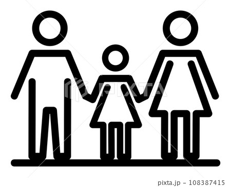 夫婦円満な父親と母親と子供の家族構成を示すイラスト 夫婦円満な父親と母親と子供の家族構成を示すイラスト 108387415