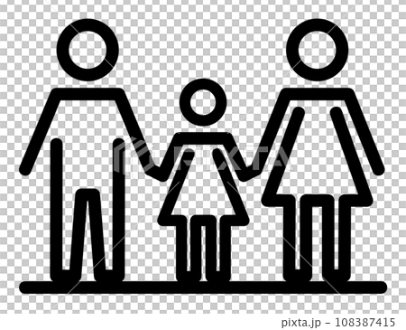 夫婦円満な父親と母親と子供の家族構成を示すイラスト 夫婦円満な父親と母親と子供の家族構成を示すイラスト 108387415