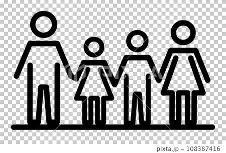 夫婦円満な父親と母親と子供の家族構成を示すイラスト 108387416