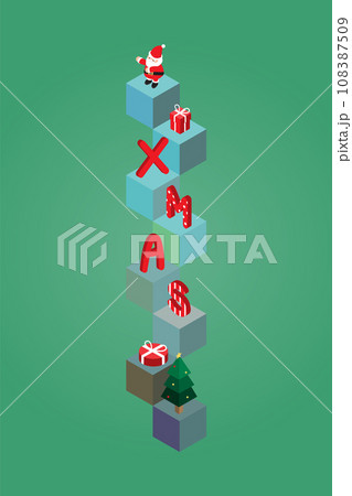 isometric Christmas banner template promotion for advertising with santa 108387509
