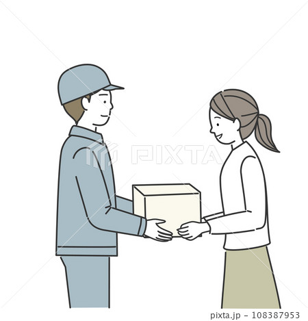 宅配業者から荷物を受け取る女性 宅配業者から荷物を受け取る女性 108387953