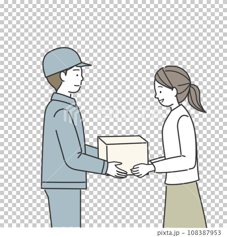 宅配業者から荷物を受け取る女性 宅配業者から荷物を受け取る女性 108387953