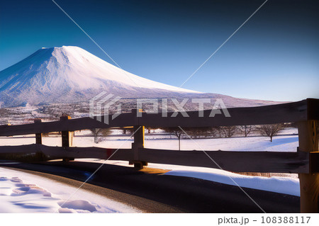 富士山と雪景色【AI生成画像】 108388117