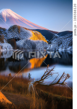 富士山と雪景色【AI生成画像】 108388120