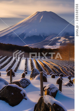 富士山と雪景色【AI生成画像】 108388568