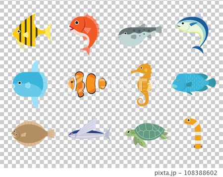 Sea creature icon set Sea creature icon set 108388602