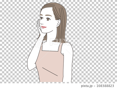 明るい表情で上を見上げる女性 明るい表情で上を見上げる女性 108388823