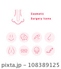 美容整形・プチ整形・美容外科に関するアイコンイラスト（円形・カラー）のセット 108389125