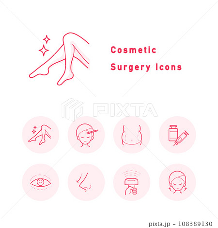 美容整形・プチ整形・美容外科に関するアイコンイラスト(円形・カラー)のセット 美容整形・プチ整形・美容外科に関するアイコンイラスト(円形・カラー)のセット 108389130