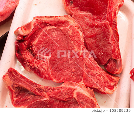 Raw beef steak in market 108389239