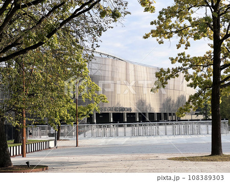 Footbal stadium in Lithuania. Picture in autumn 108389303