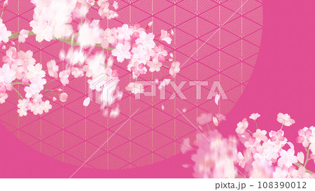 桜と和柄のシンプルな和風背景 108390012