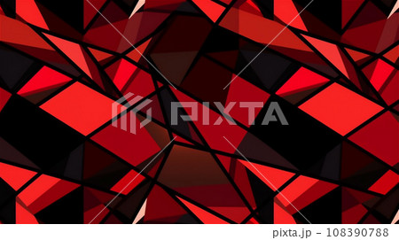 Generative AI, Dynamic Geometric Pattern in Shades of Red and Black 108390788