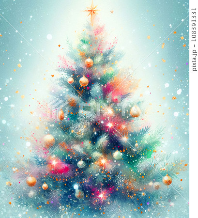 雪降るクリスマスツリー 108391331