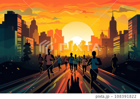 marathon poster design abstract background marathon poster design abstract background 108391822