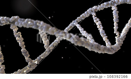 DNA molecule from particles on black background. can be used in education, science or cosmetics industry background. Element and Clipping path. DNA molecule from particles on black background. can be used in education, science or cosmetics industry background. Element and Clipping path. 108392166