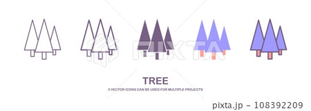 Tree icon vector. Tree Vector Line Icon Set. Contains such Icons as Wood, Plant, Pine, Cactus, Bamboo and more. Expanded Stroke. vector illustration 108392209