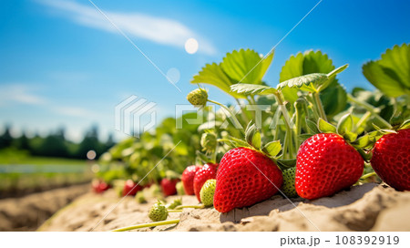 収穫されたイチゴ 108392919