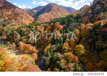 美しい紅葉　夢仙人大橋より　秋田県　東成瀬村 108393545
