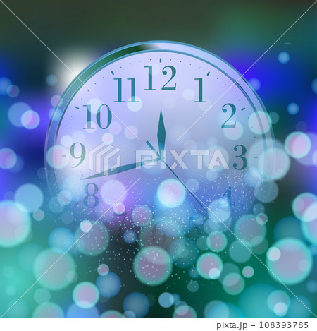 Happy New Year or Christmas card with golden clock. Vector Happy New Year or Christmas card with golden clock. Vector 108393785