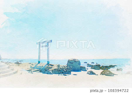[愛知県]南知多町のつぶて浦の水彩画 108394722