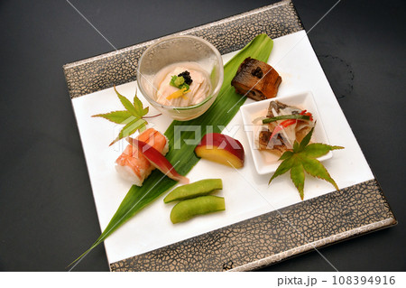 料亭で出される旬の食材を盛り付けた料理　八寸 108394916