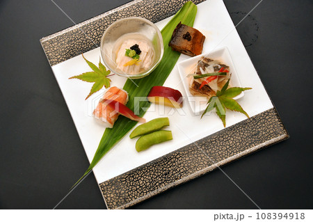 料亭で出される旬の食材を盛り付けた料理　八寸 108394918