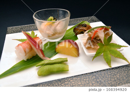 料亭で出される旬の食材を盛り付けた料理　八寸 108394920