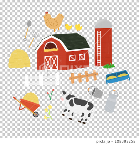 the view of farm illustration hand drawing cute 108395258