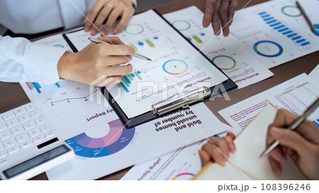 Business people teamwork with analysis cost graph on desk at meeting room 108396246
