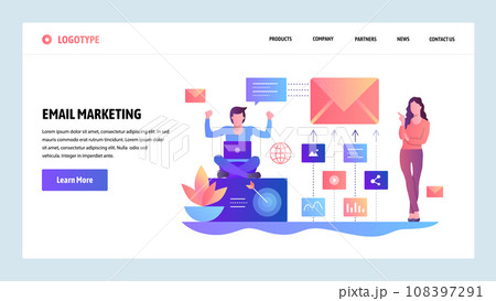 Vector web site design template. Digital and email marketing. Landing page concepts for website and mobile development. Modern flat illustration. 108397291