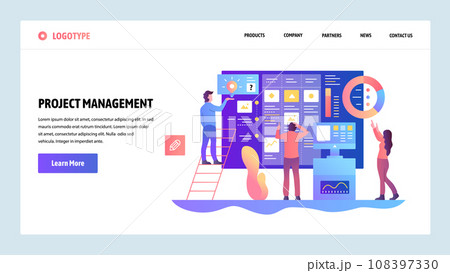 Vector web site design template. Agile project management and business teamwork. Landing page concepts for website and mobile development. Modern flat illustration. 108397330