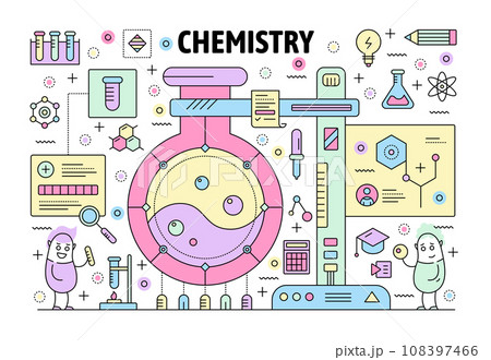 Vector thin line chemistry poster banner template Vector thin line chemistry poster banner template 108397466