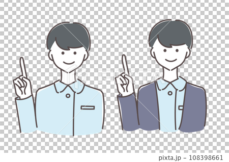 年輕男護士指著插畫集 年輕男護士指著插畫集 108398661